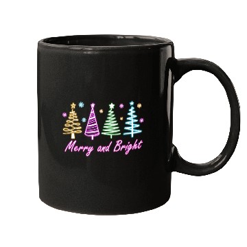 Discover Merry and Bright Tree Neon Christmas Mugs