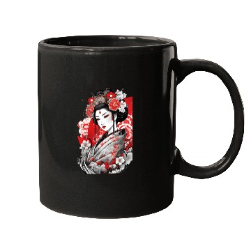 Discover Elegant Geisha with Floral Kimono Mugs