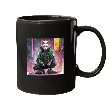 Discover Urban Cyberpunk Cat Rebel Mugs