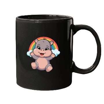 Discover Happy Hippo with Rainbow Smiles Mugs