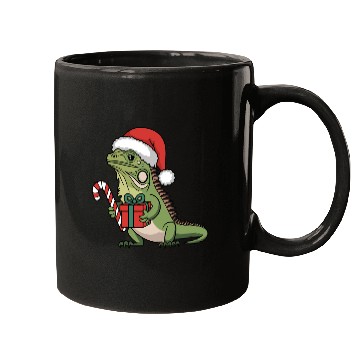 Discover Christmas Iguana Present Candy Cane Santa Hat Mugs