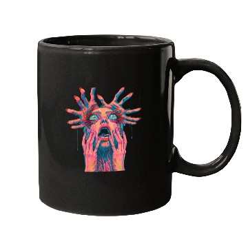 Discover Neon Nightmare: Psychedelic Horror Art Mugs