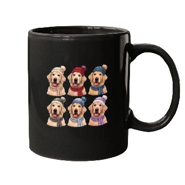 Discover Winter Cute Golden Retriever Christmas Mugs