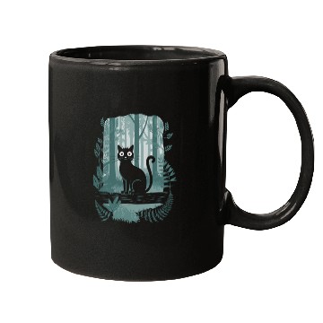 Discover Cottagecore Black Cat In enchanting Forest Mugs