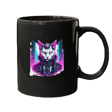 Discover Cyberpunk Feline Warrior Mugs