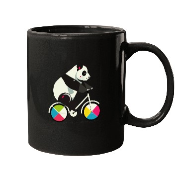 Discover Panda on a bicycle-funny and creative illustration Mugs
