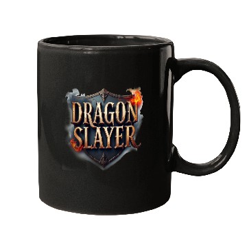 Discover Dragon Slayer Medieval Typography Mugs