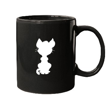 Discover Cute Sitting Cat Silhouette Kitten Shadow Outline Mugs