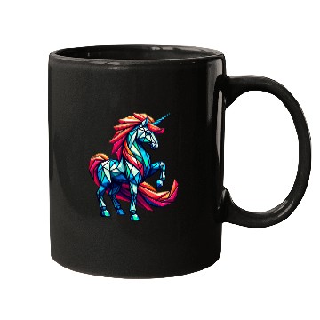 Discover Dynamic Geometric Unicorn with Rainbow Mane Mugs