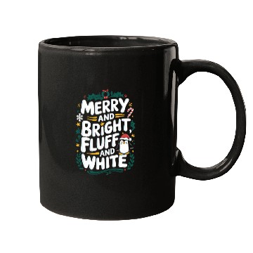 Discover Merry And Bright, Fluff And White Penguin Mugs