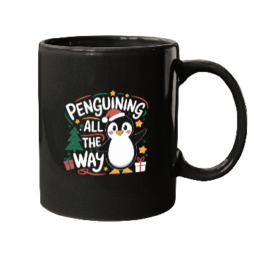 Discover Penguining All The Way Penguin Christmas Joyful Mugs