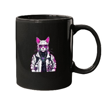 Discover Cyberpunk Cat: Neon Outlaw Mugs