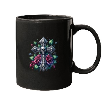 Discover Gothic Collection - Cross, Skulls & Red Roses Mugs