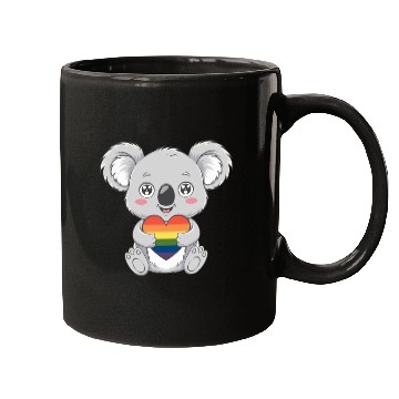 Discover Cute Koala Holding Rainbow Heart LGTBQ Pride Mugs