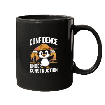 Discover Confidence Under Construction Penguin Mugs