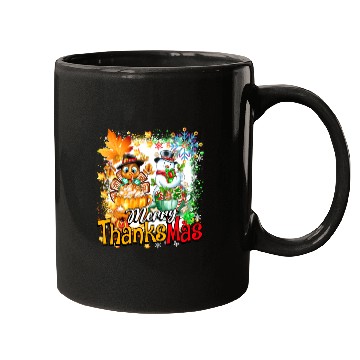 Discover Merry Thanksmas Turkey Snowman Coffee latte cup Mugs