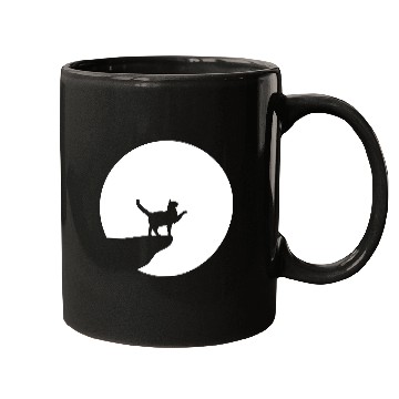 Discover Cat Moon Cliff At Night Werewolf Round Howling Fun Mugs