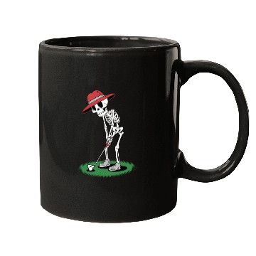 Discover Skeleton Halloween Golfer Golf Player Funny Men Mugs
