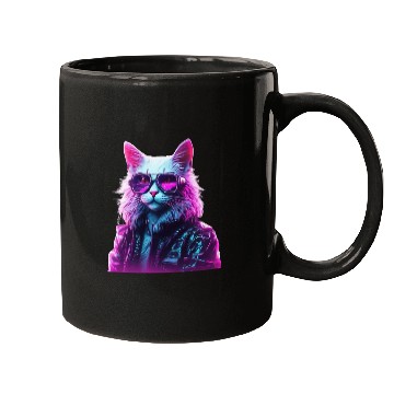 Discover Cyberpunk 80s Disco Cat Mugs