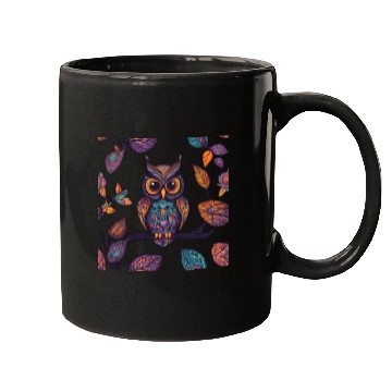 Discover Halloween Owl Alebrije and Leaves Mugs