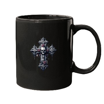 Discover Gothic Cross Collection - Skulls and Red Roses Mugs