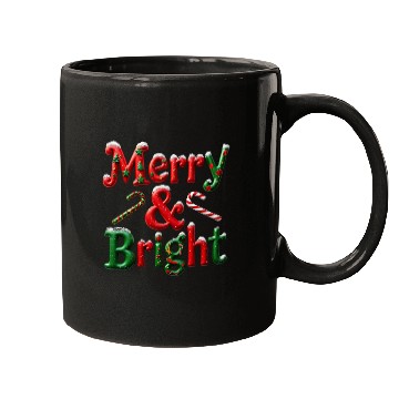 Discover Merry and Bright Christmas Typography Mugs