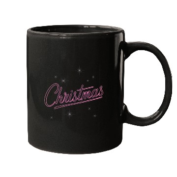 Discover christmas neon style typography Mugs