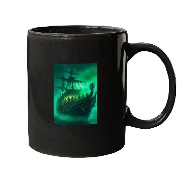 Discover Ghost Ship Mugs - Haunting Pirate Ship in Fog