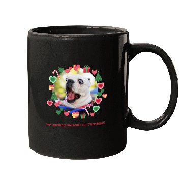Discover Funny Dog Opening Christmas Gift Mugs