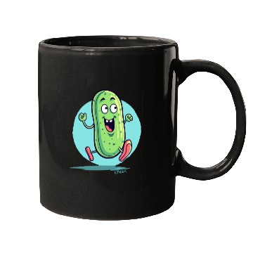 Discover A Happy Running Pickle Mugs