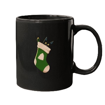 Discover Black cat in Christmas stocking Mugs