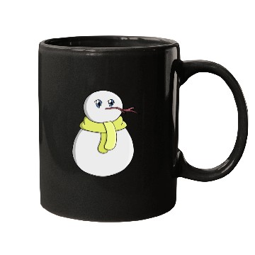 Discover Snowman wearing a yellow scarf Mugs