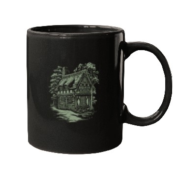 Discover Enchanting Dark Cottagecore House In The Woods Mugs