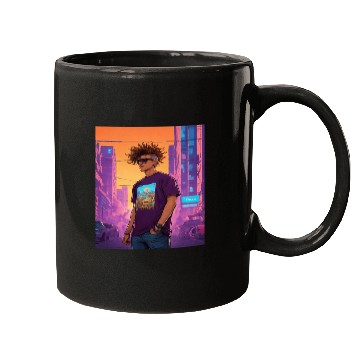 Discover "Edgy Cyberpunk Street Style Portrait Art" Mugs