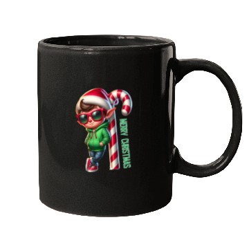 Discover Merry Christmas Cool Elf with Candy Cane Vibes Mugs