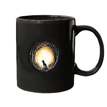Discover Wolf In Forest Silhouette Mugs