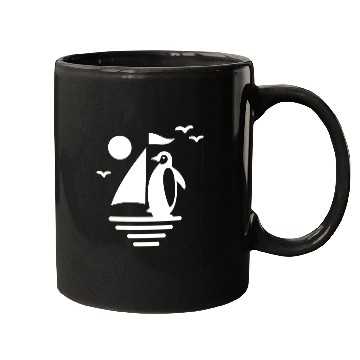 Discover Penguin Sailboat Silhouette Minimalist Mugs