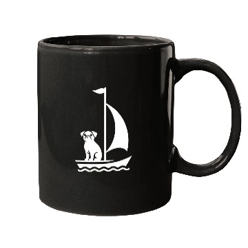 Discover Pug in Boat Silhouette Sailing Minimalist Mugs