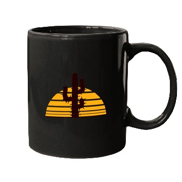 Discover Prickly Cactus Sunset Shadow Cool Sun Night Desert Mugs