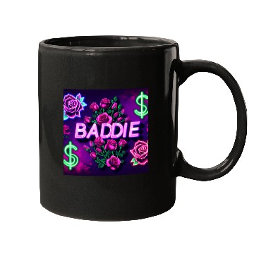 Discover BADDIE in Neon Pink Mugs
