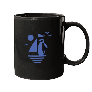 Discover Penguin Sailboat Silhouette Minimalist Mugs