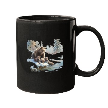 Discover Retro 399 Grizzly Bears Wilderness Scene 90s Mugs
