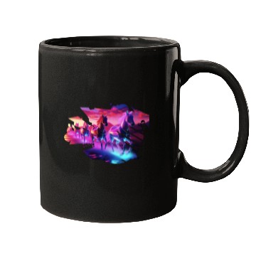 Discover Electric Herd - Synthwave Horses Mugs