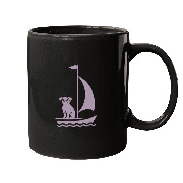 Discover Pug in Boat Silhouette Sailing Minimalist Mugs