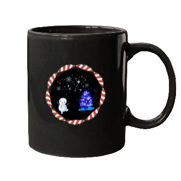 Discover Festive Christmas Illuminated Tree with Snowman Mugs