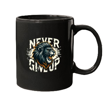Discover Never Give Up Fiery Lion Motivational Mugs