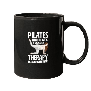 Discover Pilates And Cats Because Therapy Is Expensive Mugs