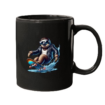 Discover Cool Sloth Skateboarding Adventure Mugs