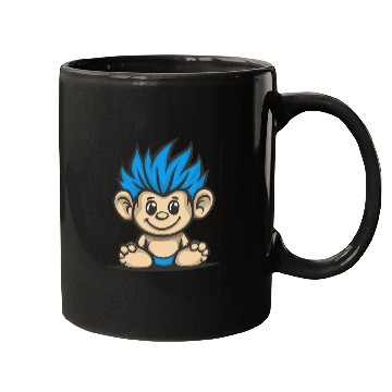 Discover Blue Haired Cute Chibi Monkey Mugs