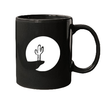 Discover Cactus Moon Evening Mountain Cliff Night Round Sun Mugs